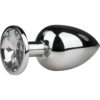 EasyToys: Metal Butt Plug No. 6 with Crystal, large, silver/clear