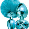 Global Novelties: Nixie Metal Butt Plug Set, Pom Pom & Jewel, blå