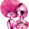 Global Novelties: Nixie Metal Butt Plug Set, Pom Pom & Jewel, rosa