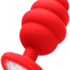 Ouch!: Large Ribbed Diamond Heart Plug, röd