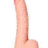 RealRock: Curved Realistic Dildo with Balls, 20.5 cm, ljus