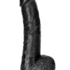 RealRock: Curved Realistic Dildo with Balls, 20.5 cm, svart